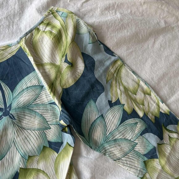 Tommy Bahama Blue-Green Lotus Silk-Linen Straight-Leg Resort Pants – US 8 - Picture 3 of 7